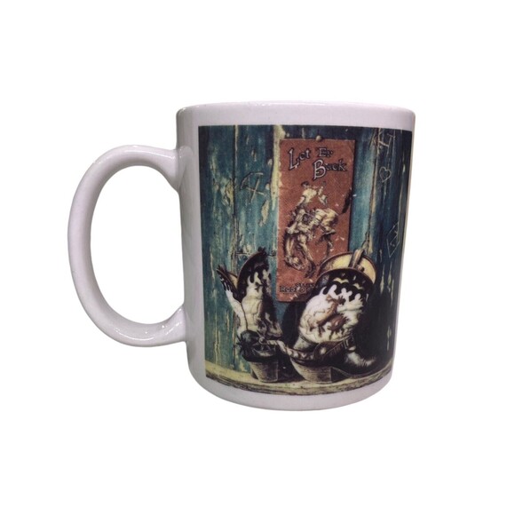 Leanin' Tree Coffee Mug Cup Let Er’ Buck Cowboy Boots MGW 188 Year 1993 - Picture 4 of 9